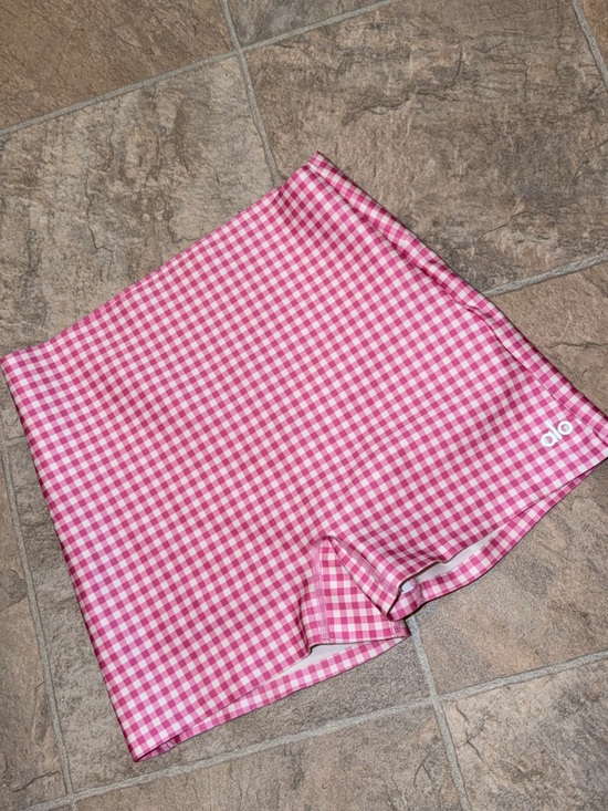 ALO Yoga Pants - ALO Yoga Pink Gingham Bike Shorts